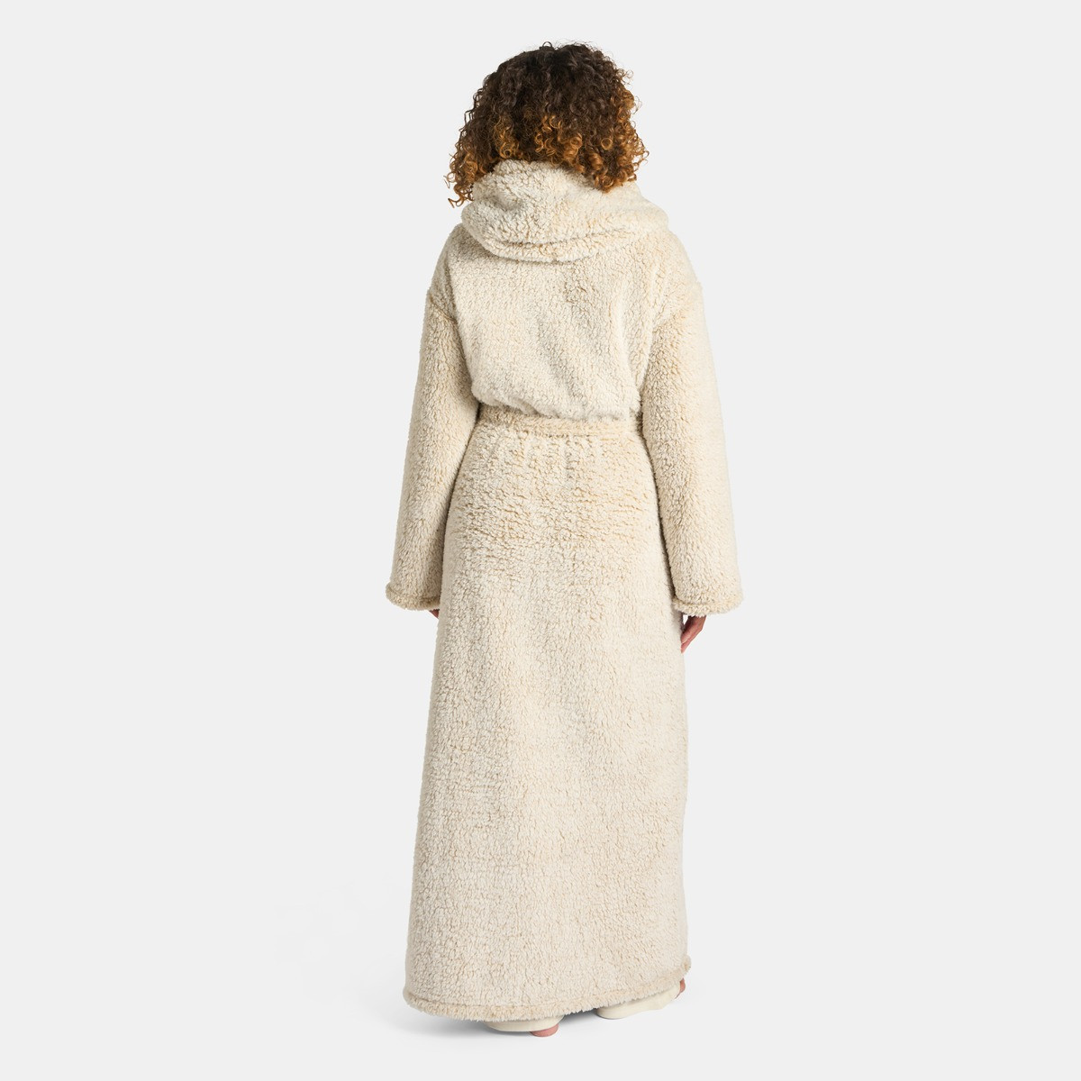 OHS Teddy Marl Dressing Gown Floor Length, Adults - Beige>