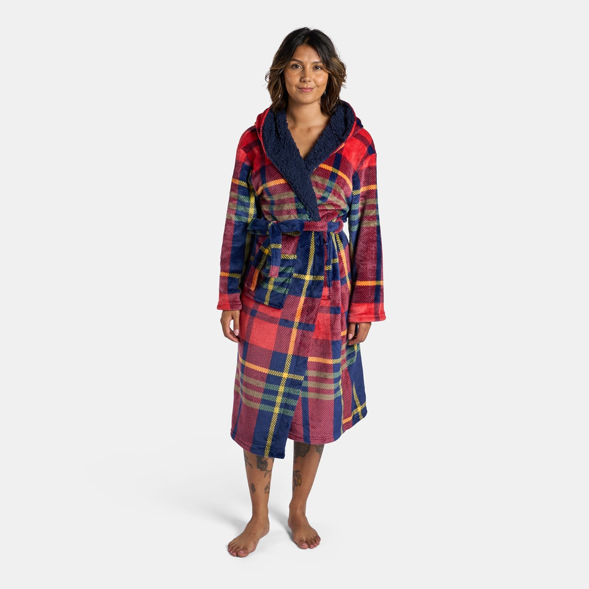 knee length dresses for ladies Women's Checkered Dressing Gown main image 1