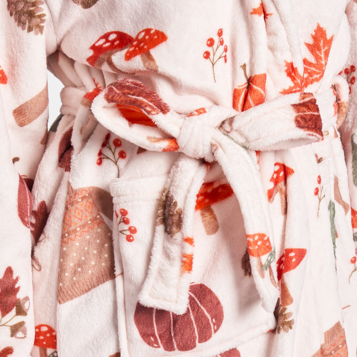 OHS Flannel Fleece Autumn Print Dressing Gown, Adult - Beige>