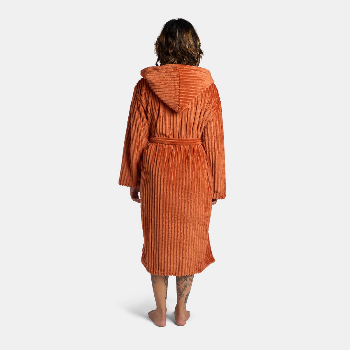 OHS Ribbed Fleece Dressing Gown - Rust>
