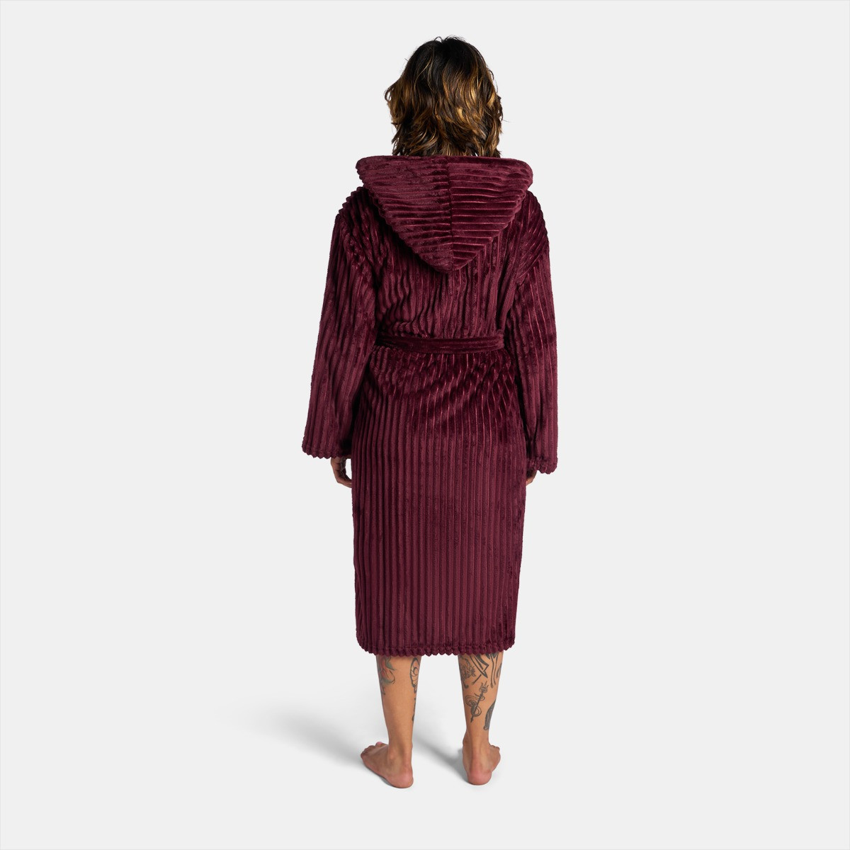 OHS Ribbed Fleece Dressing Gown - Maroon>