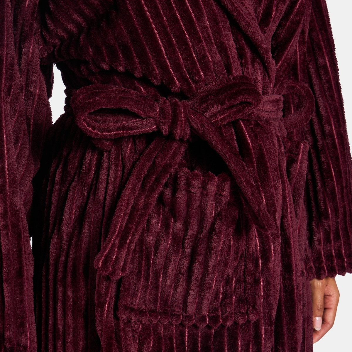 OHS Ribbed Fleece Dressing Gown - Maroon>