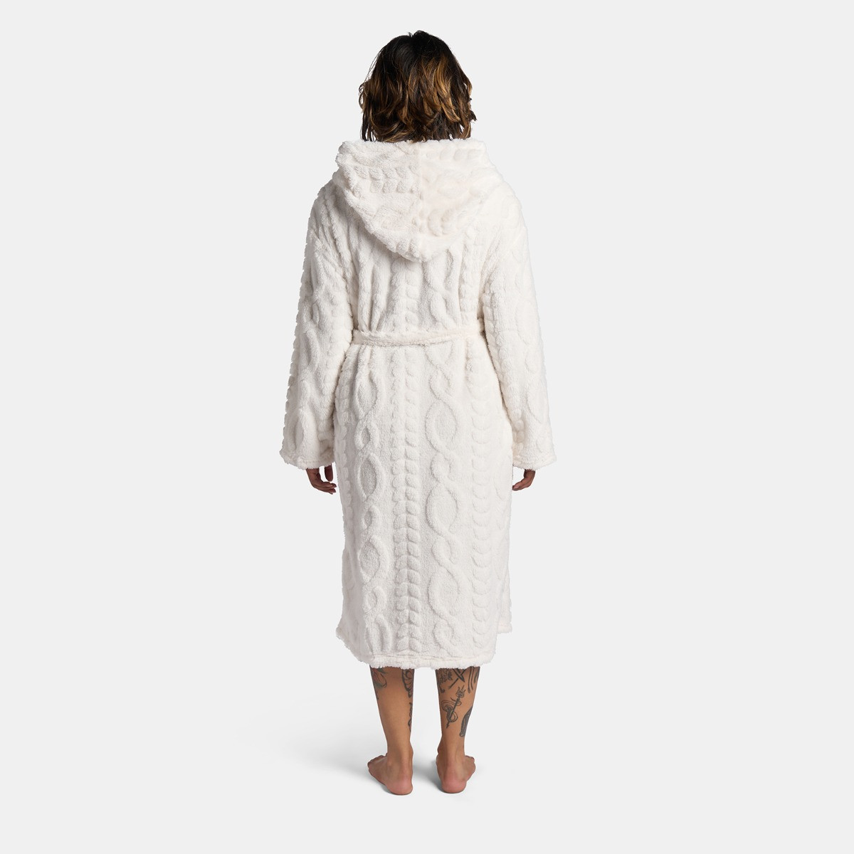 OHS Cable Knit Dressing Gown - Cream>