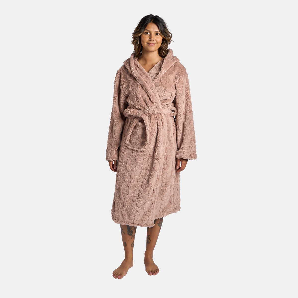 OHS Cable Knit Dressing Gown - Natural>