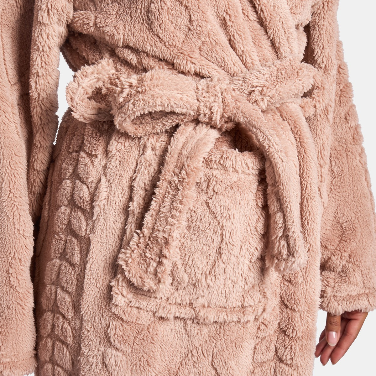 OHS Cable Knit Dressing Gown - Natural>