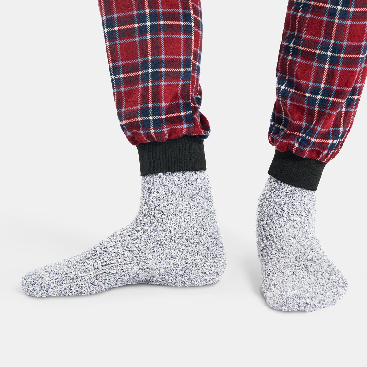 OHS Fluffy Fleece Socks, Navy/Silver - 3 Pack>