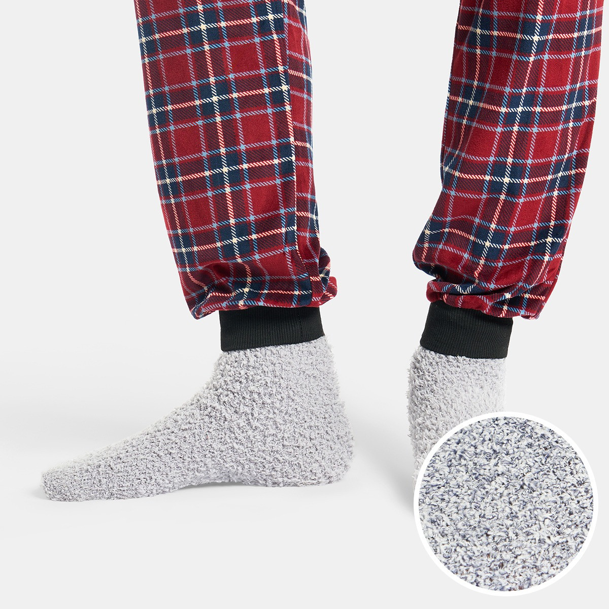 OHS Fluffy Fleece Socks, Navy/Silver - 3 Pack>