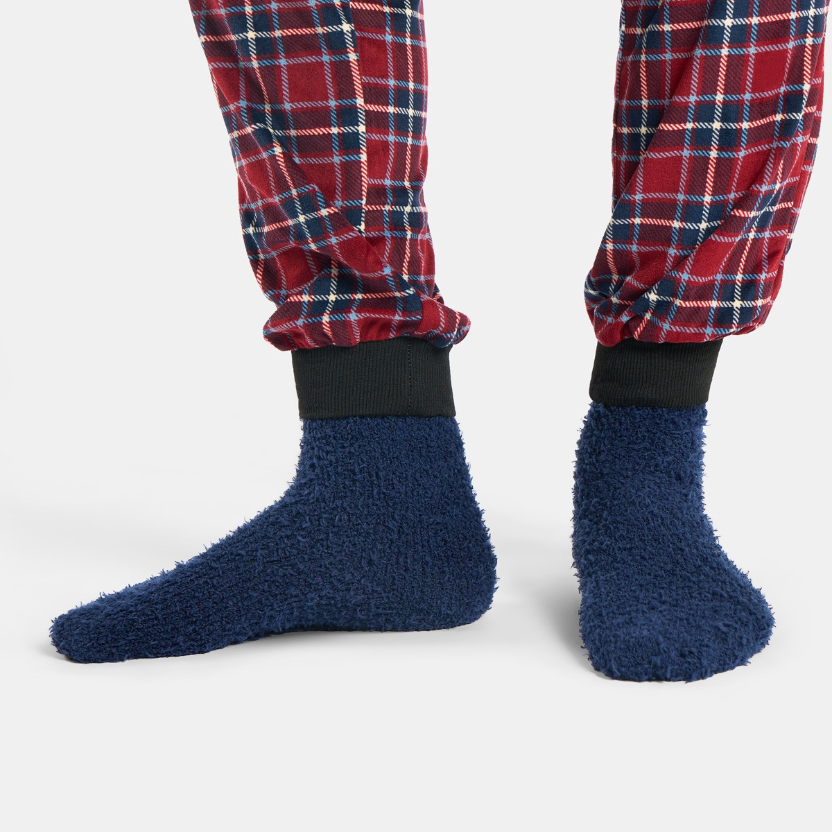 OHS Fluffy Fleece Socks, Navy/Silver - 3 Pack>