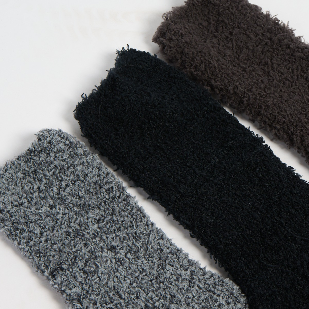 OHS Fluffy Fleece Socks, Black/Charcoal - 3 Pack>