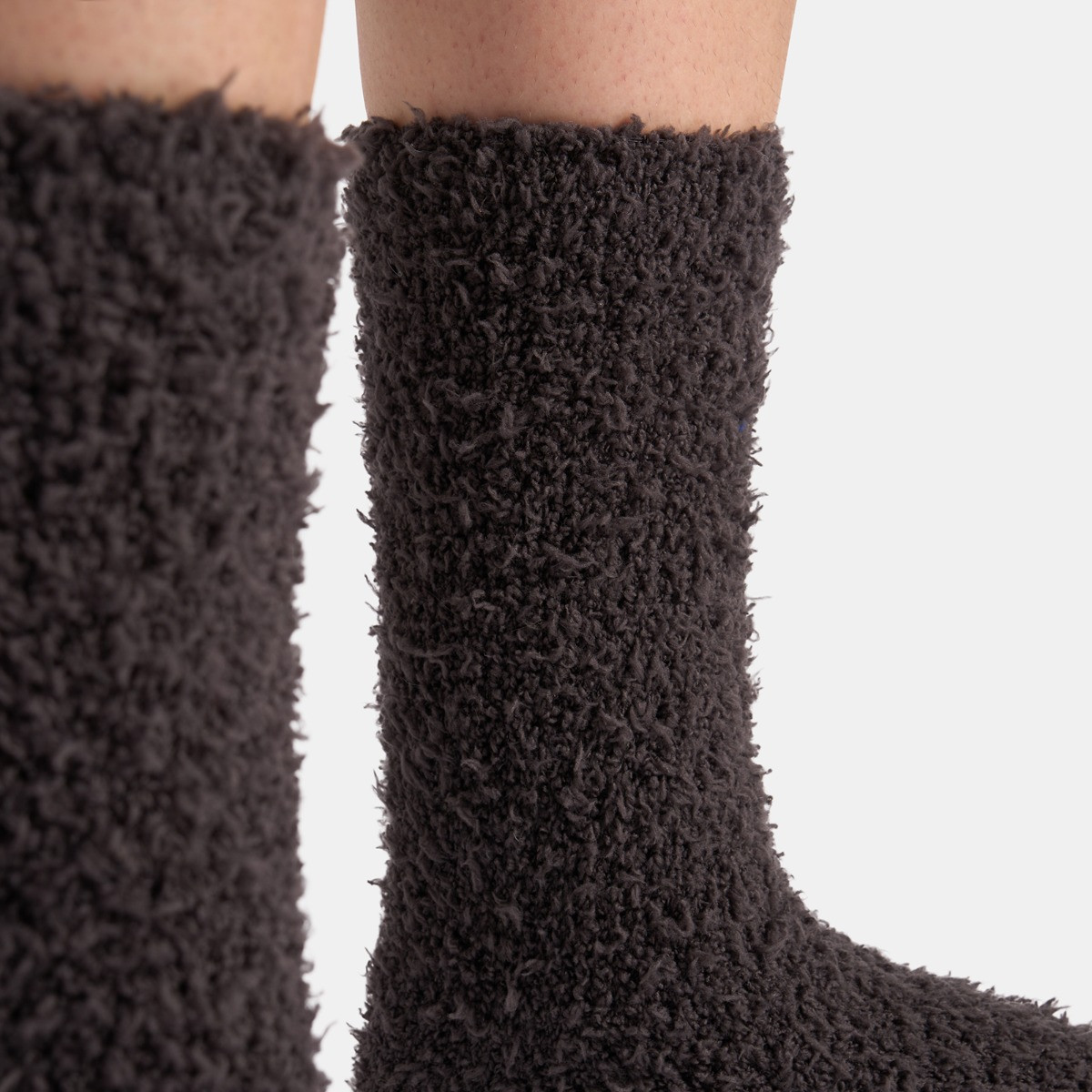 OHS Fluffy Fleece Socks, Black/Charcoal - 3 Pack>