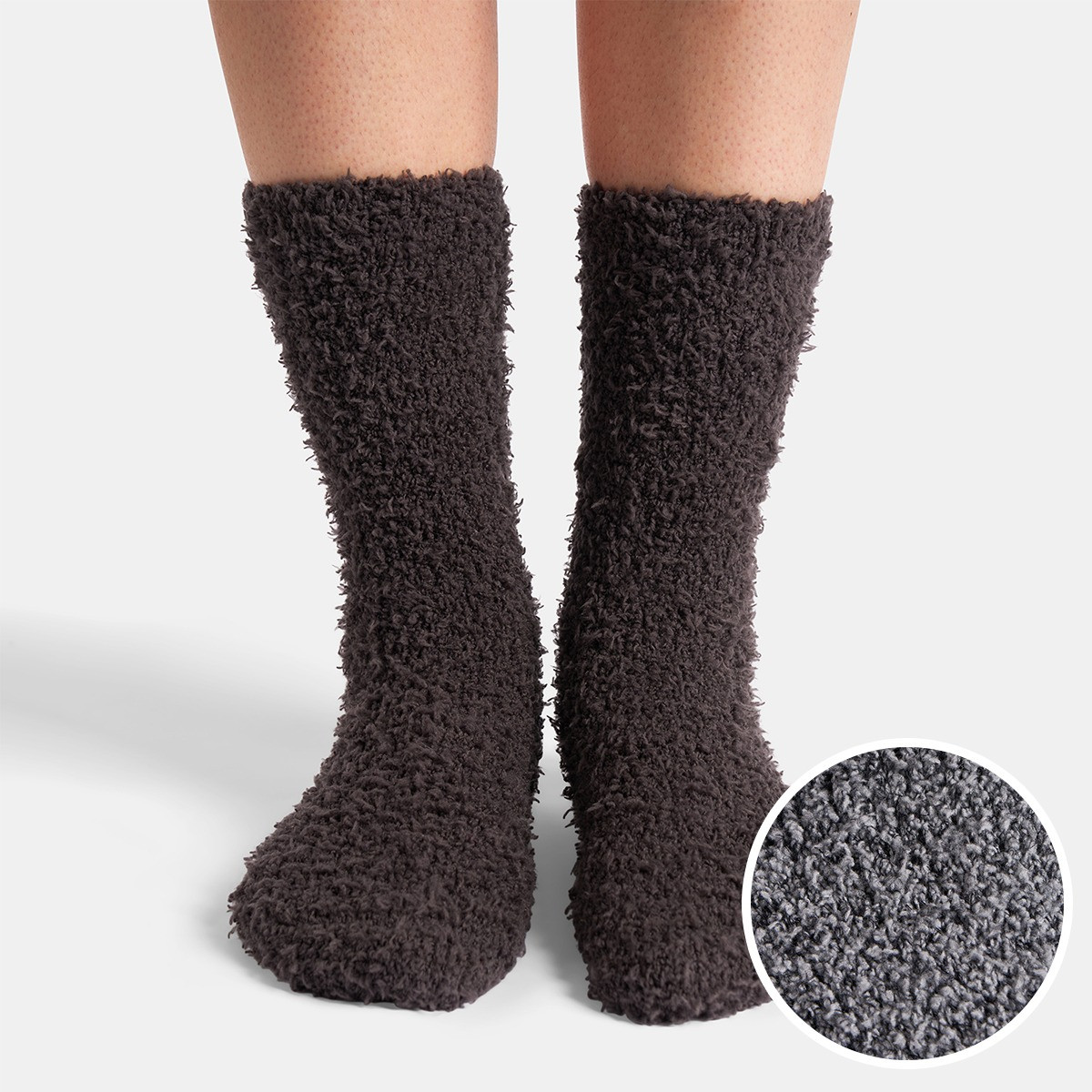 OHS Fluffy Fleece Socks, Black/Charcoal - 3 Pack>