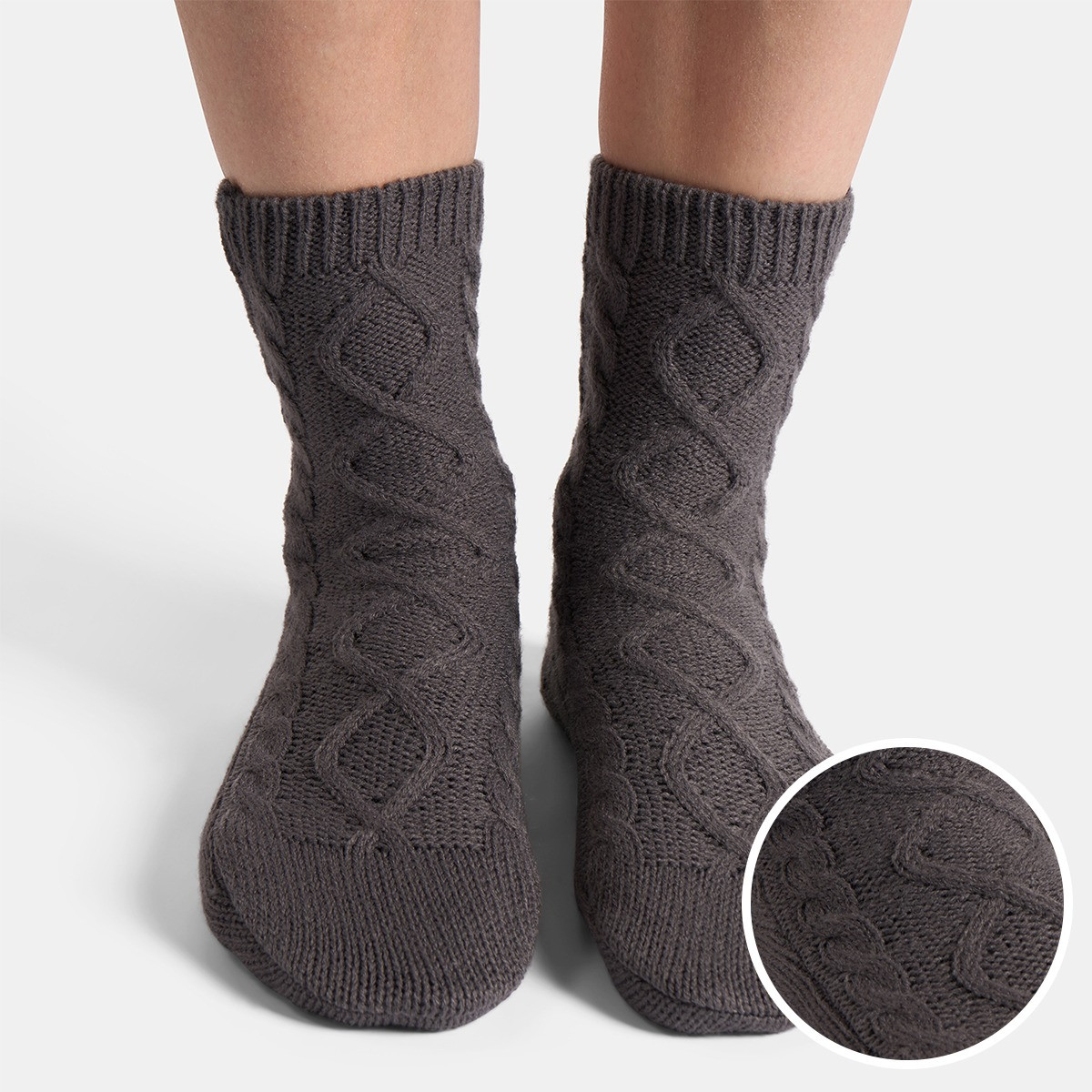 OHS Cable Knit Socks - Charcoal>