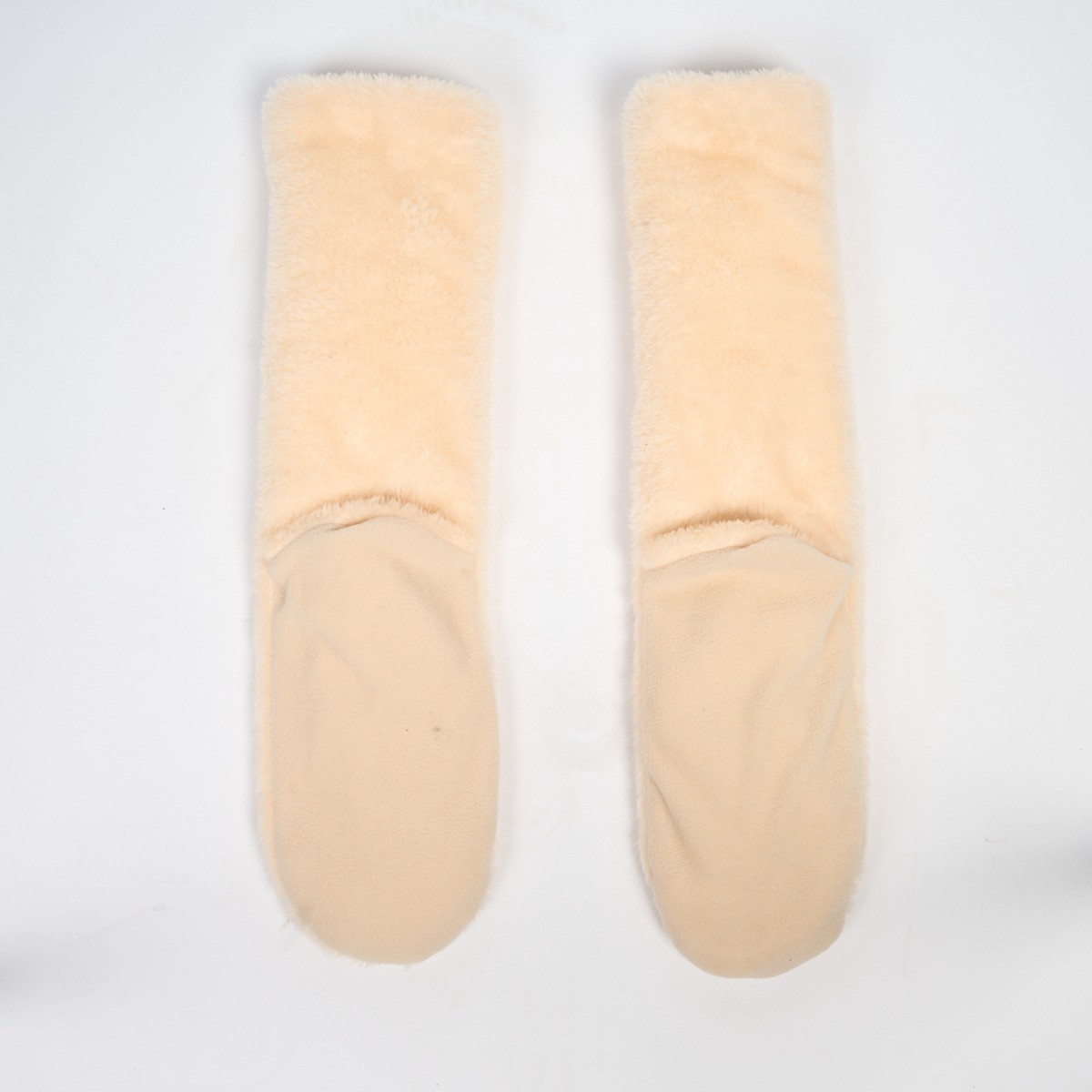 OHS Teddy Sherpa Reverse Slipper Socks - Cream>