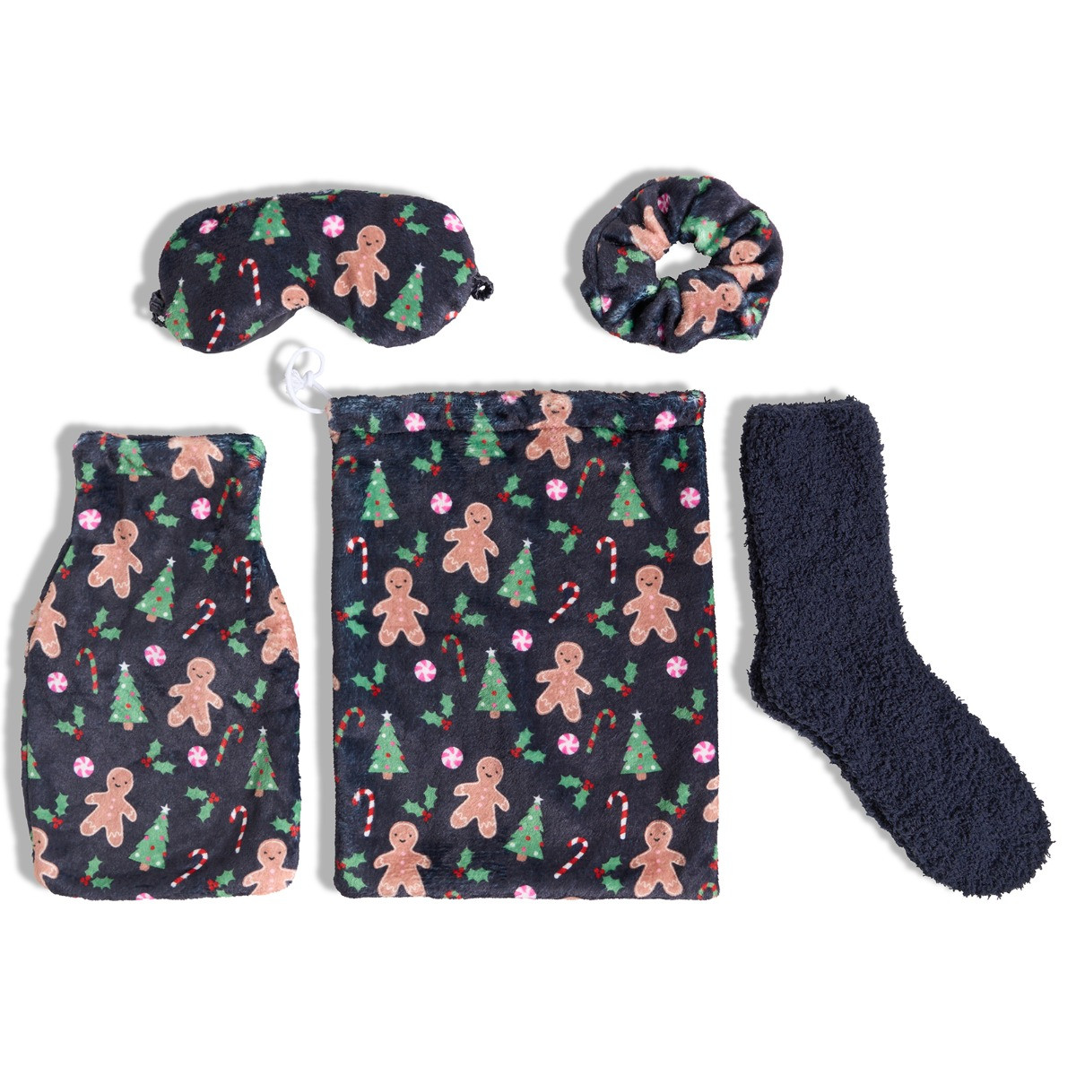 OHS Gingerbread Hot Water Bottle Gift Set - Navy>