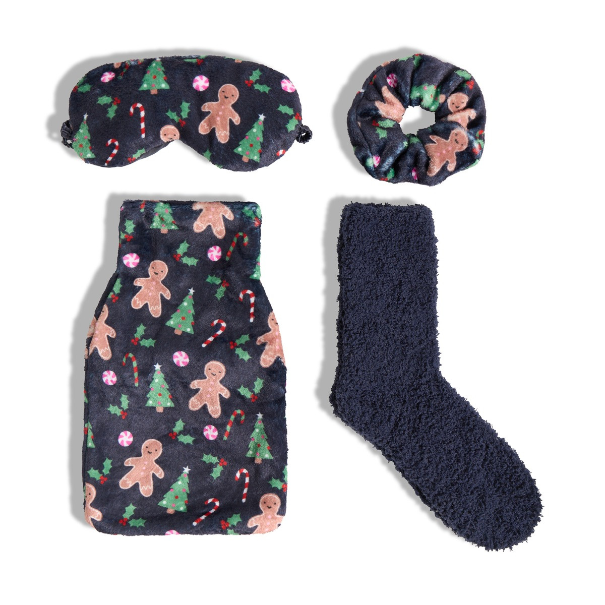 OHS Gingerbread Hot Water Bottle Gift Set - Navy>