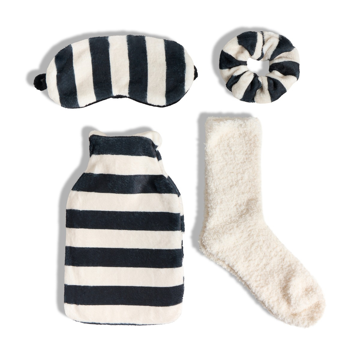 OHS Monochrome Stripe Hot Water Bottle Gift Set - Monochrome >