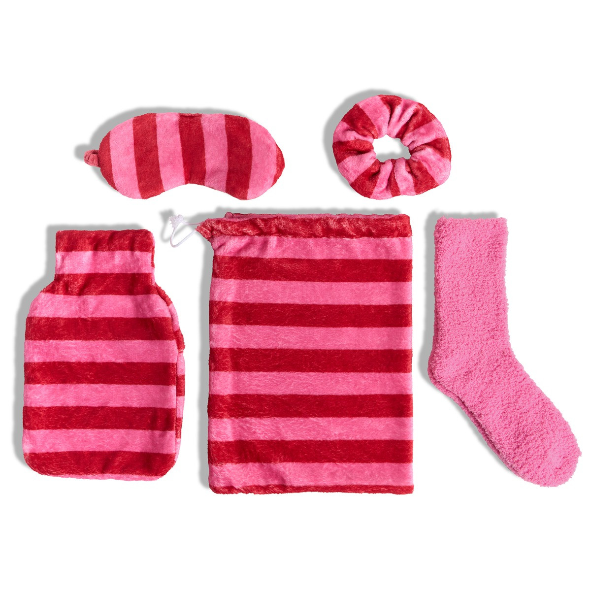OHS Candy Stripe Hot Water Bottle Gift Set - Pink>