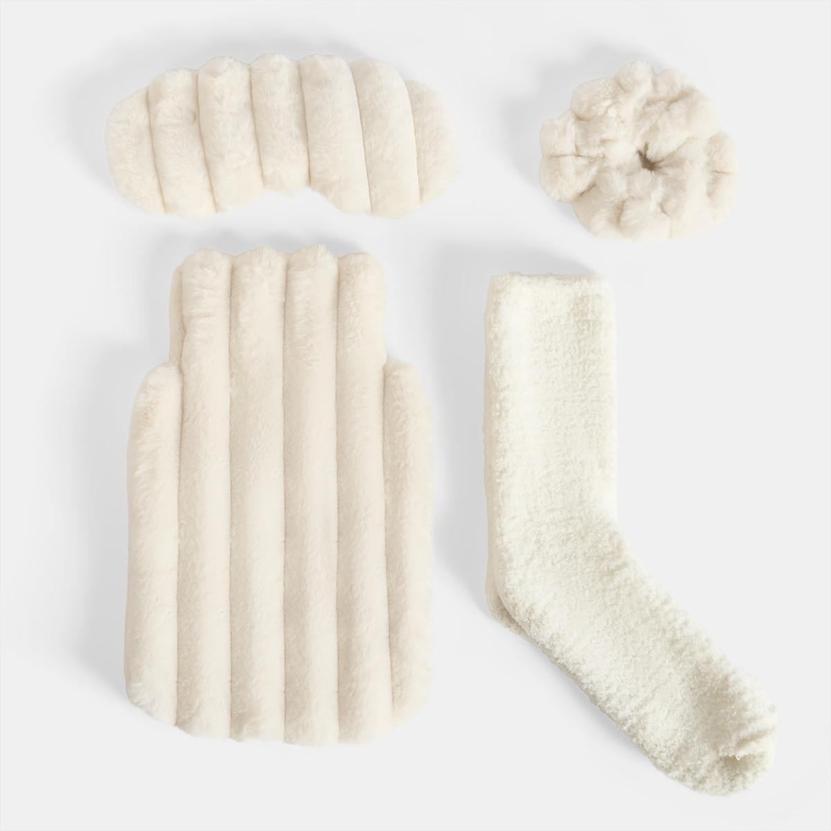 OHS Ribbed Hot Water Bottle Gift Set - Cream>