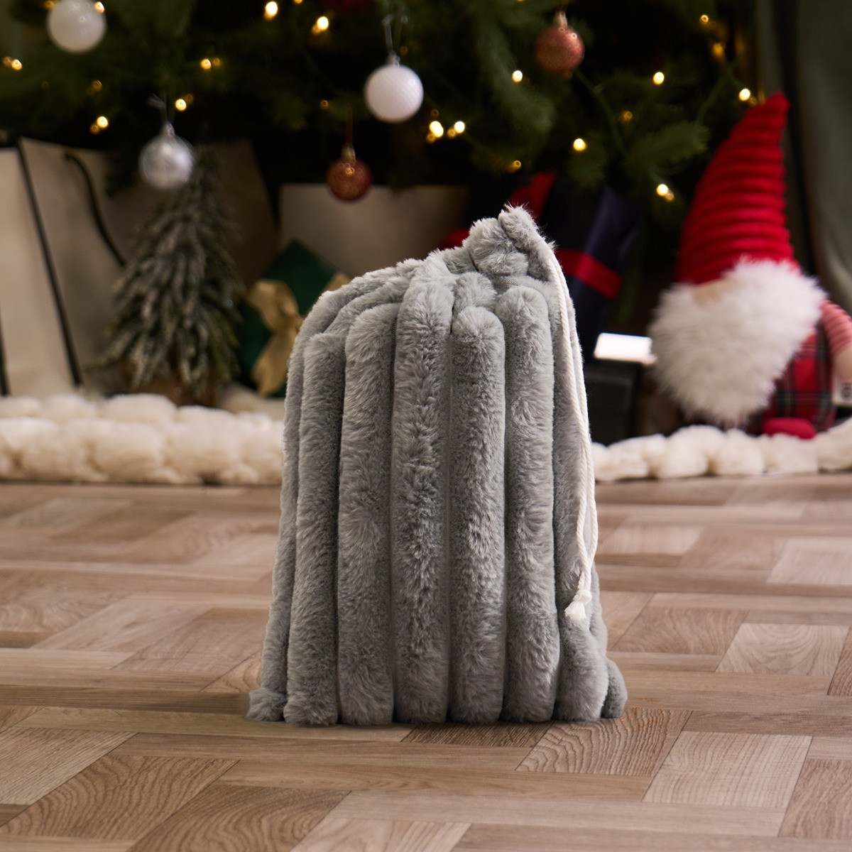 OHS Ribbed Hot Water Bottle Gift Set - Grey>