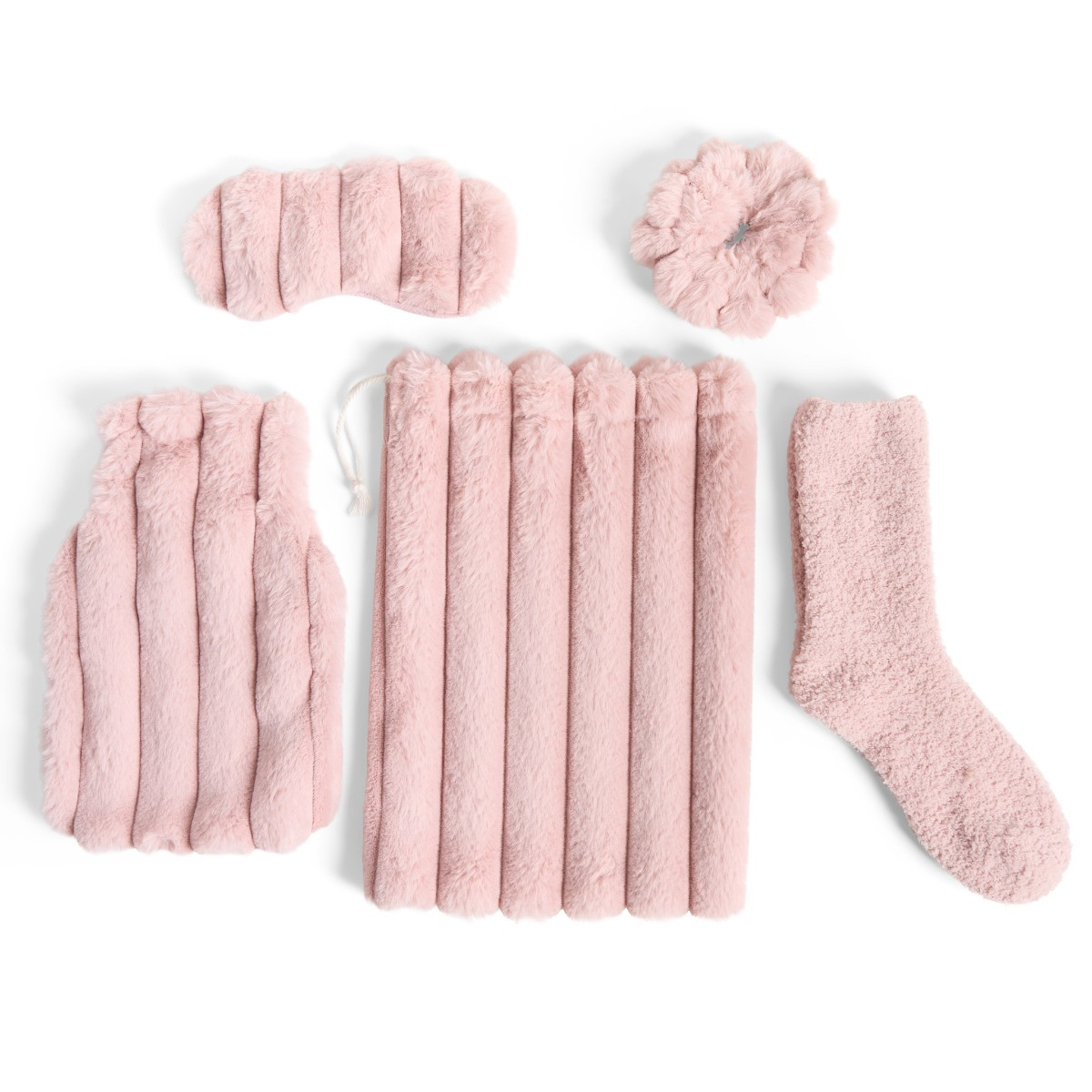 OHS Ribbed Hot Water Bottle Gift Set - Blush>