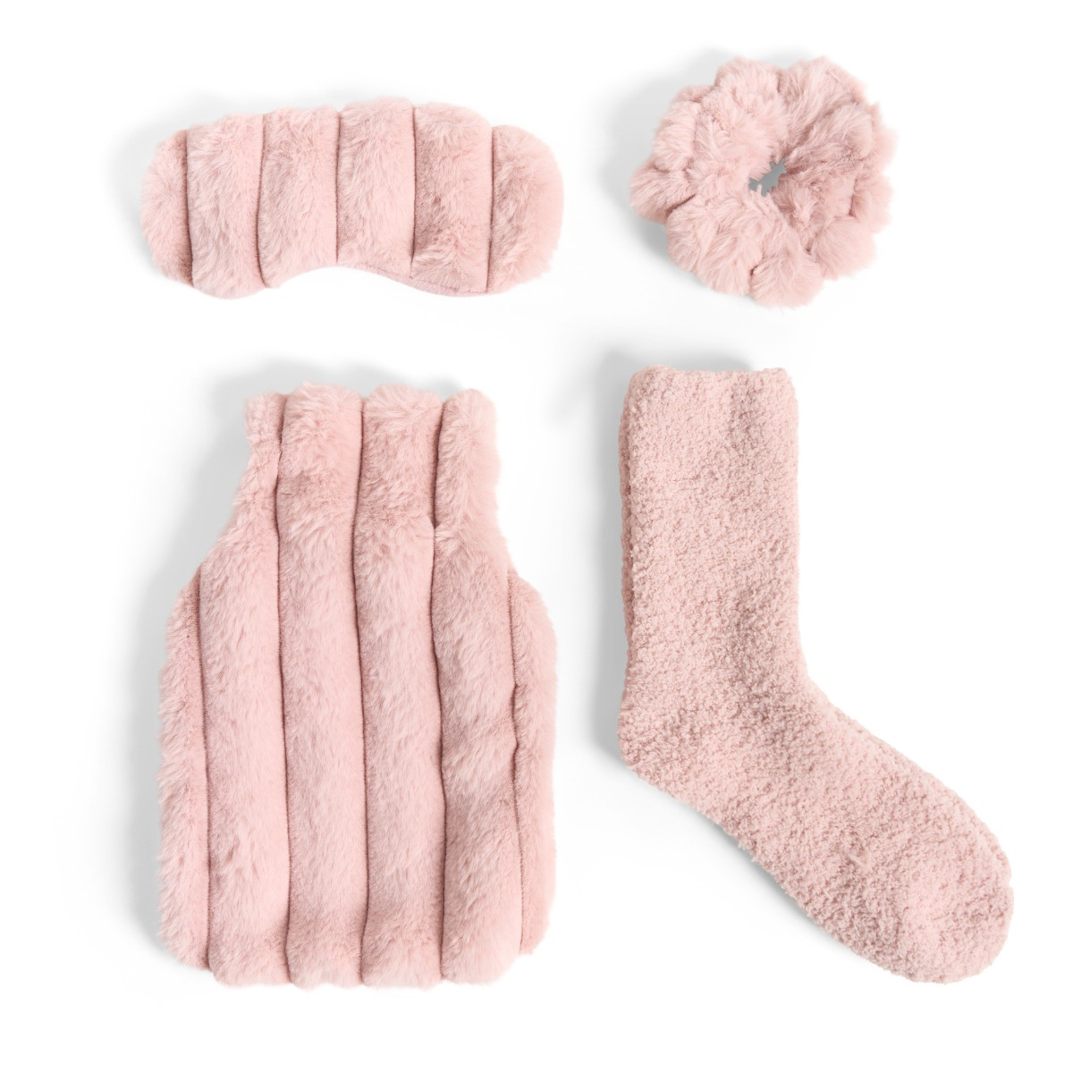 OHS Ribbed Hot Water Bottle Gift Set - Blush>