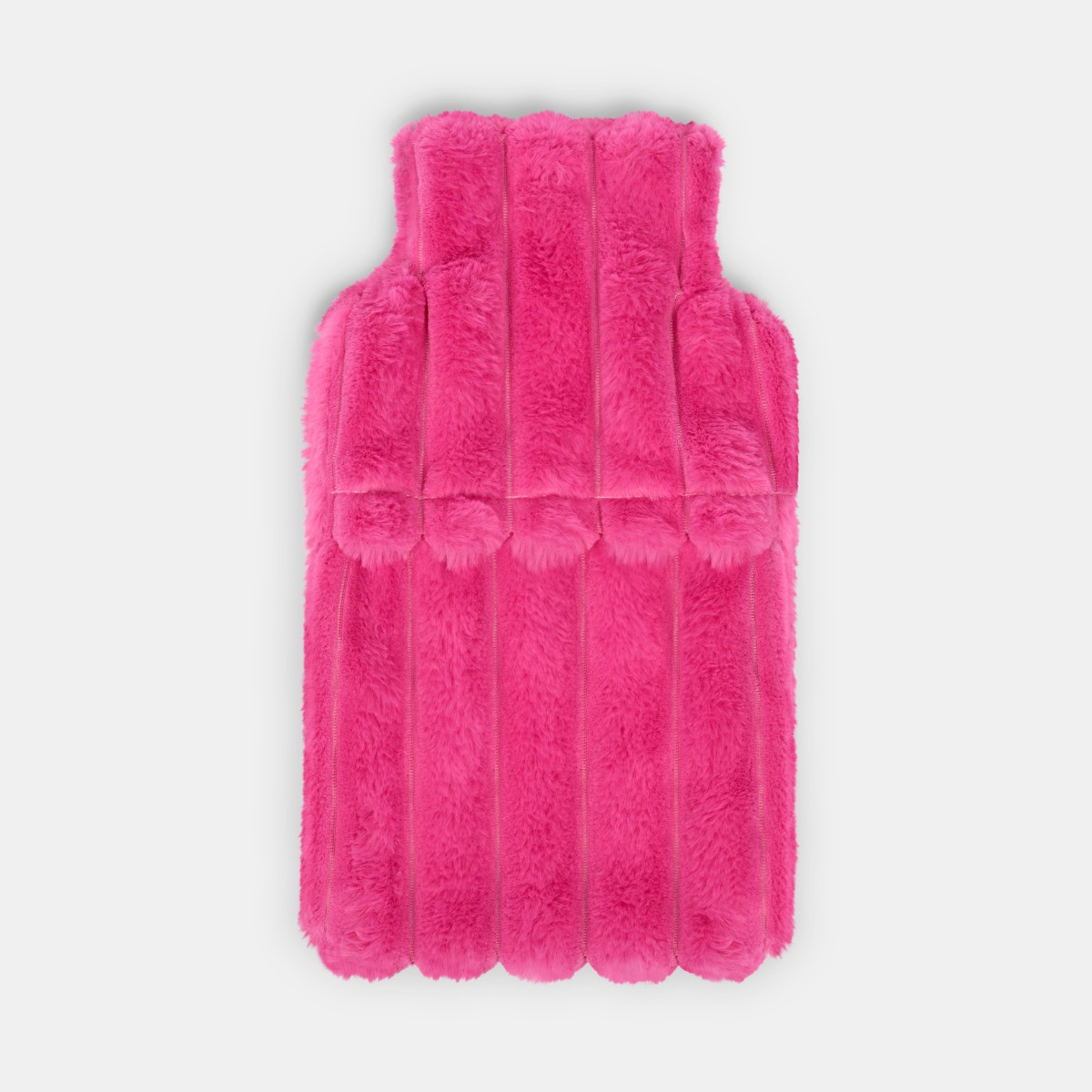 OHS Faux Fur Bubble Rib Hot Water Bottle - Hot Pink>