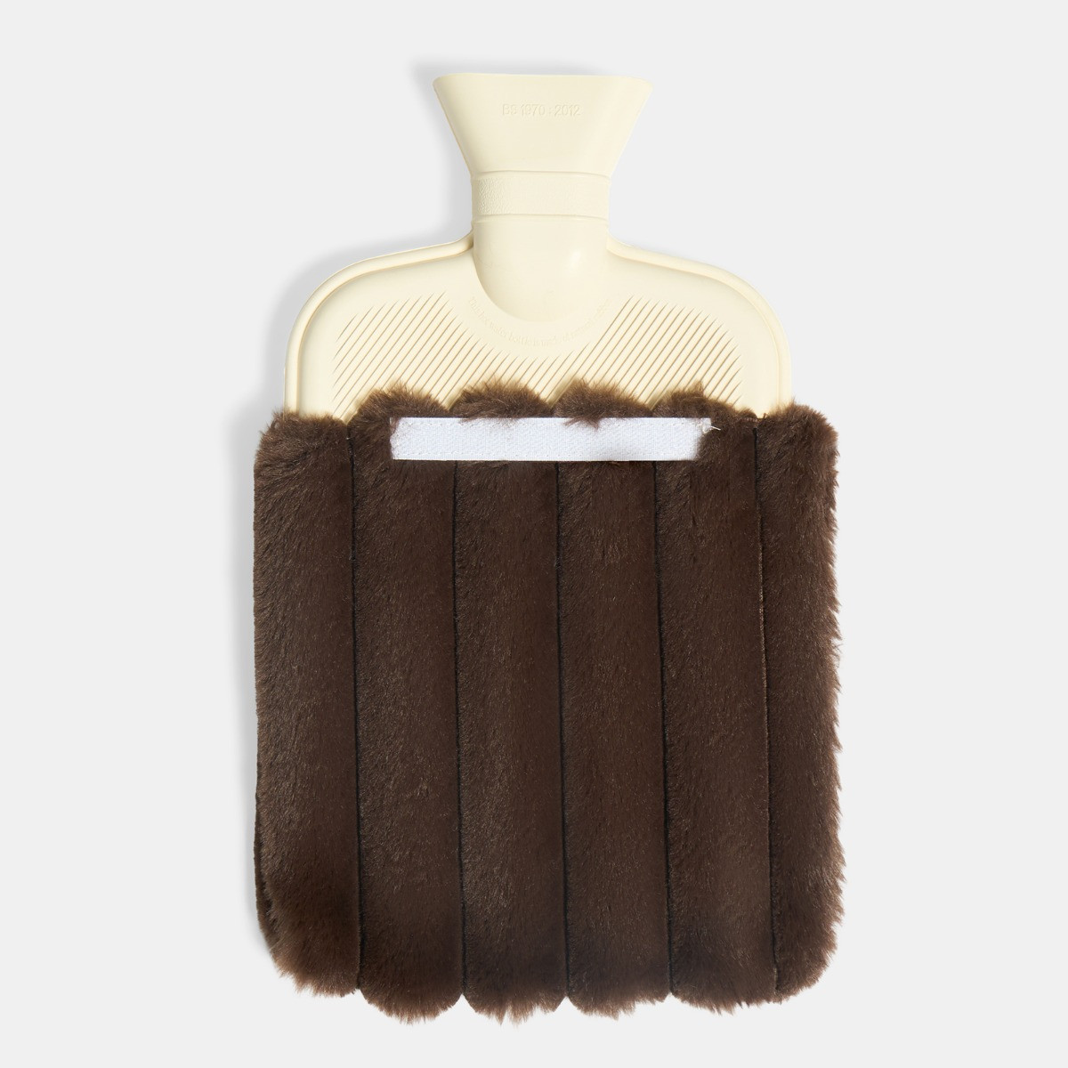 OHS Faux Fur Bubble Rib Hot Water Bottle - Brown>