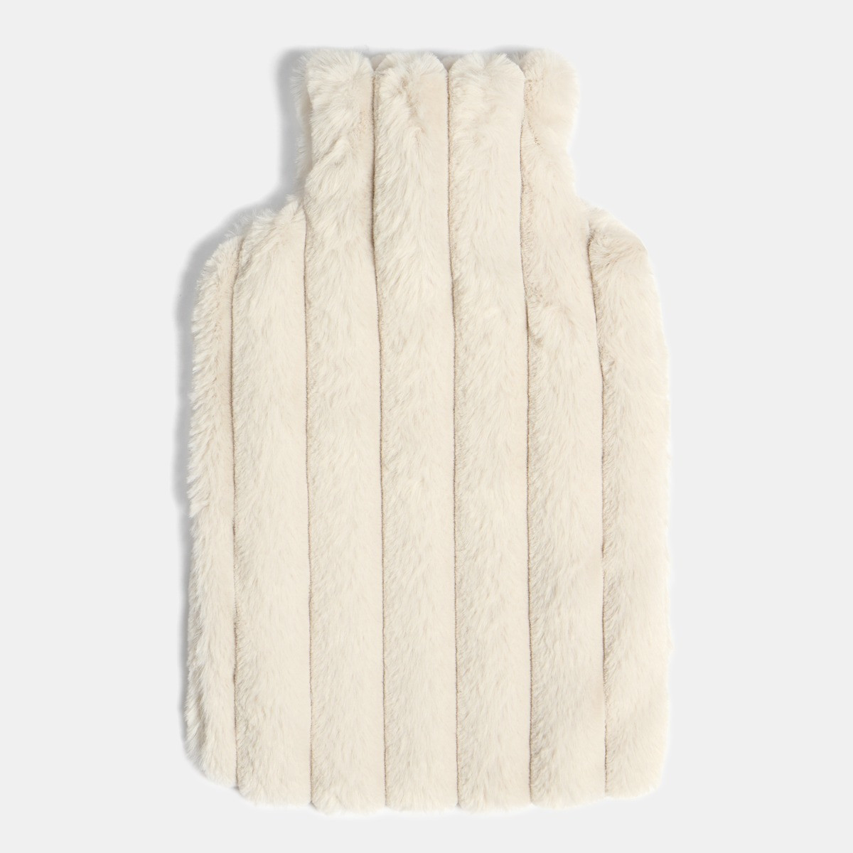 OHS Faux Fur Bubble Rib Hot Water Bottle - Natural>