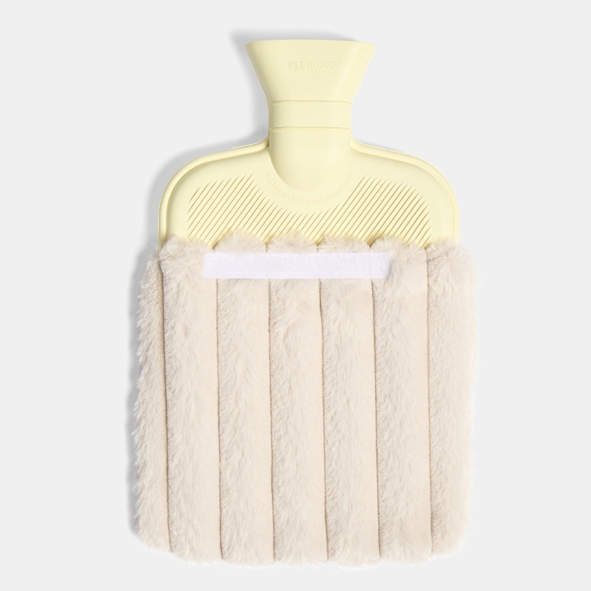OHS Faux Fur Bubble Rib Hot Water Bottle - Natural>
