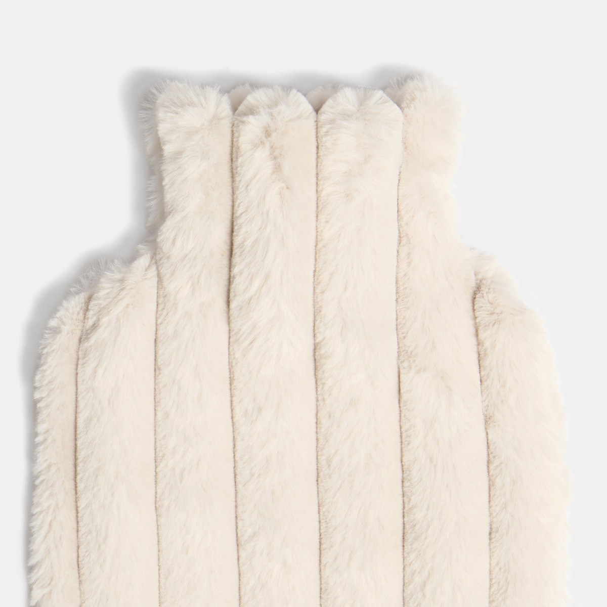 OHS Faux Fur Bubble Rib Hot Water Bottle - Natural>