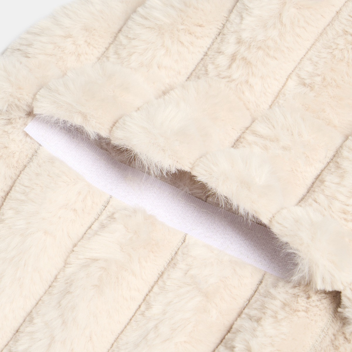 OHS Faux Fur Bubble Rib Hot Water Bottle - Natural>