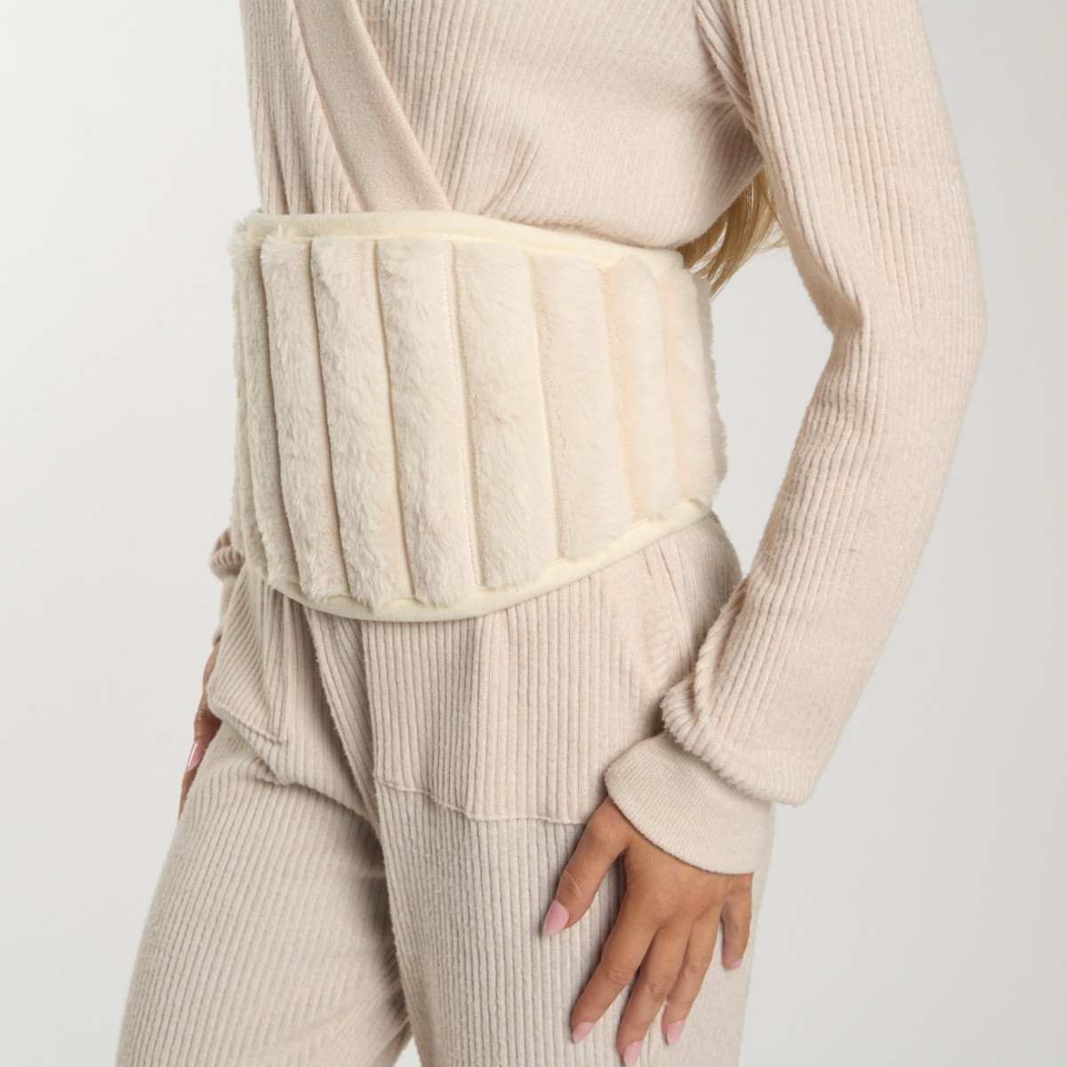 OHS Adjustable Ribbed Hot Water Bottle Belt - Cream>