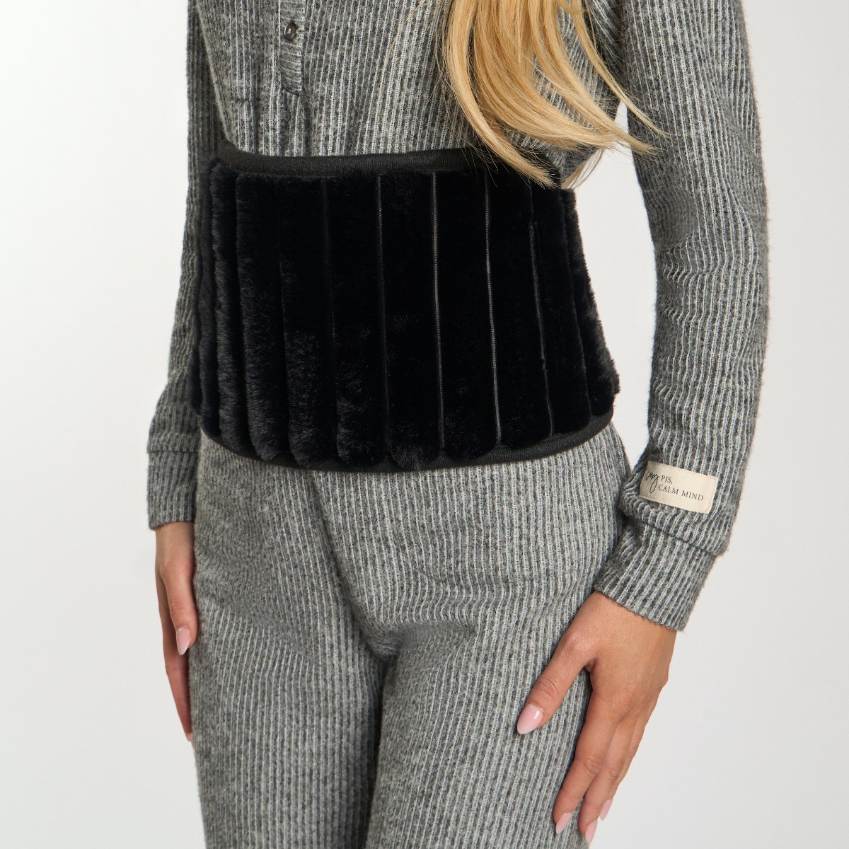 OHS Adjustable Ribbed Hot Water Bottle Belt - Black>