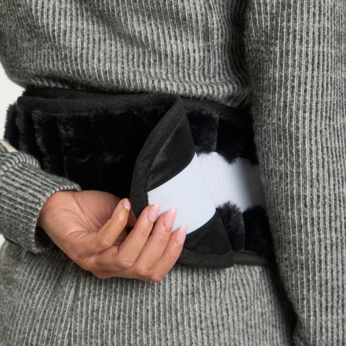 OHS Adjustable Ribbed Hot Water Bottle Belt - Black>