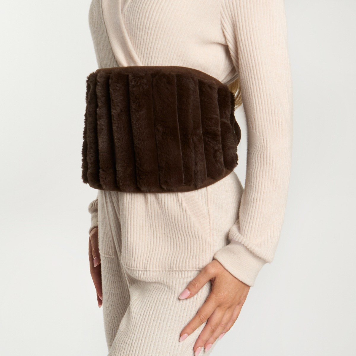 OHS Adjustable Ribbed Hot Water Bottle Belt - Brown>