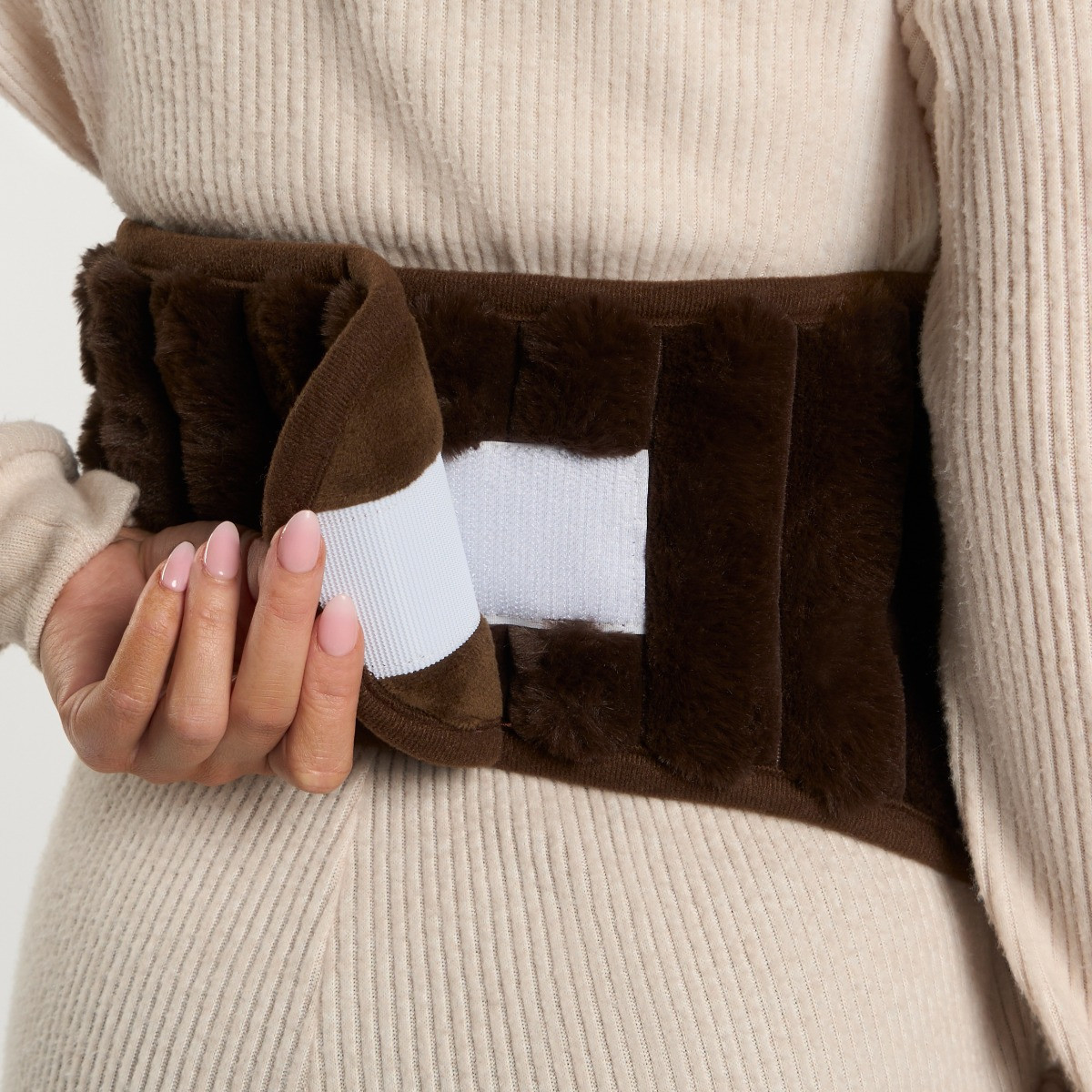 OHS Adjustable Ribbed Hot Water Bottle Belt - Brown>