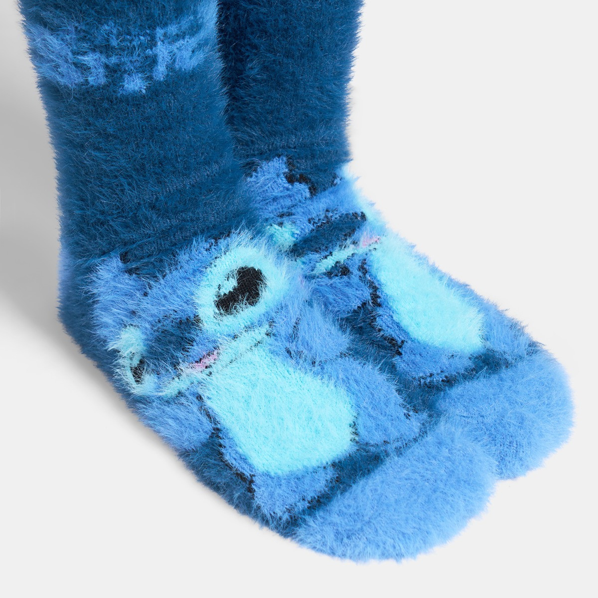 OHS Stitch Fluffy Socks, Blue - 3 Pack>