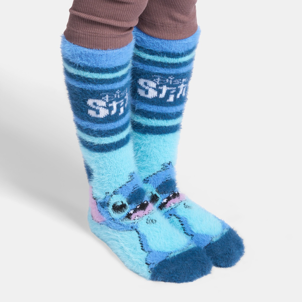 OHS Stitch Fluffy Socks, Blue - 3 Pack>