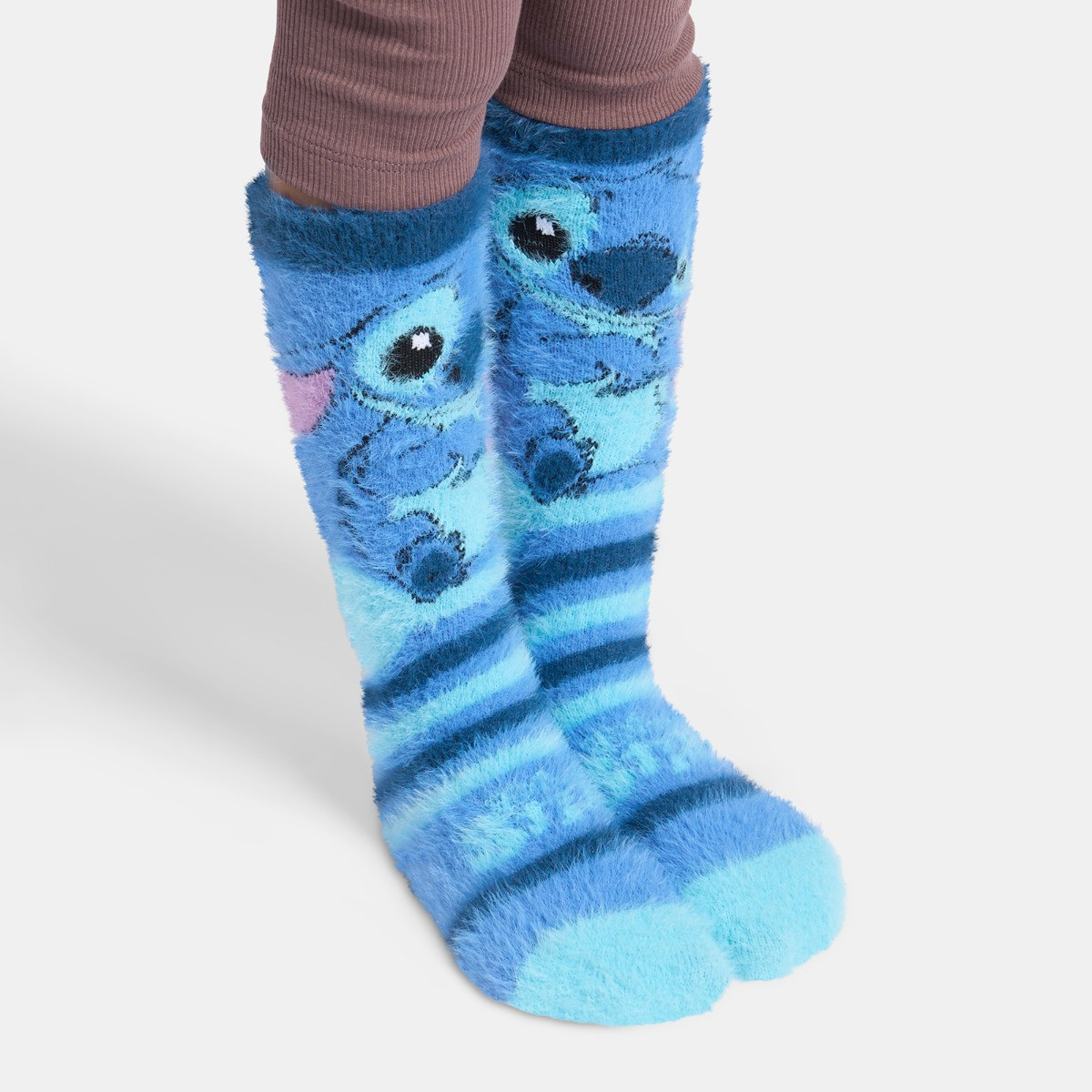OHS Stitch Fluffy Socks, Blue - 3 Pack>