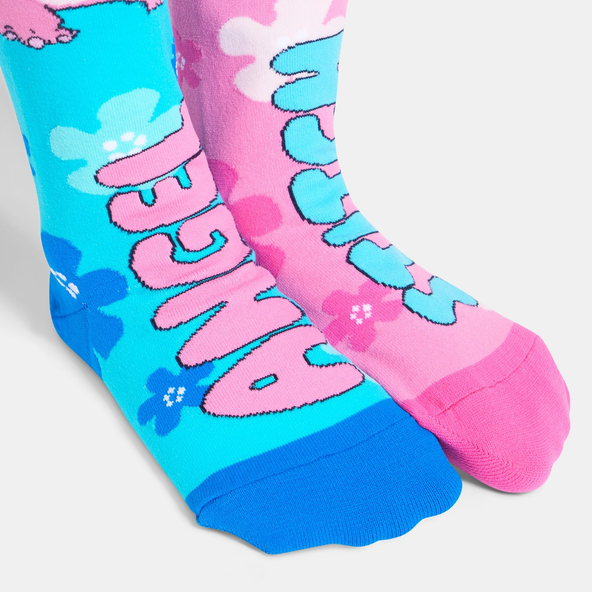 OHS Kids Novelty Stitch Over the Knee Socks - Blue/Pink>