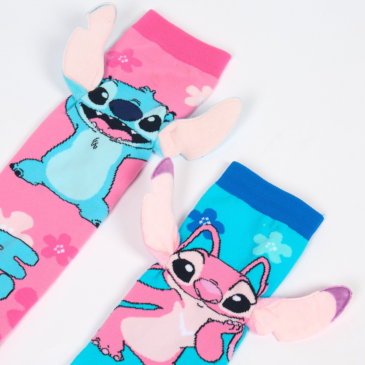 OHS Kids Novelty Stitch Over the Knee Socks - Blue/Pink>