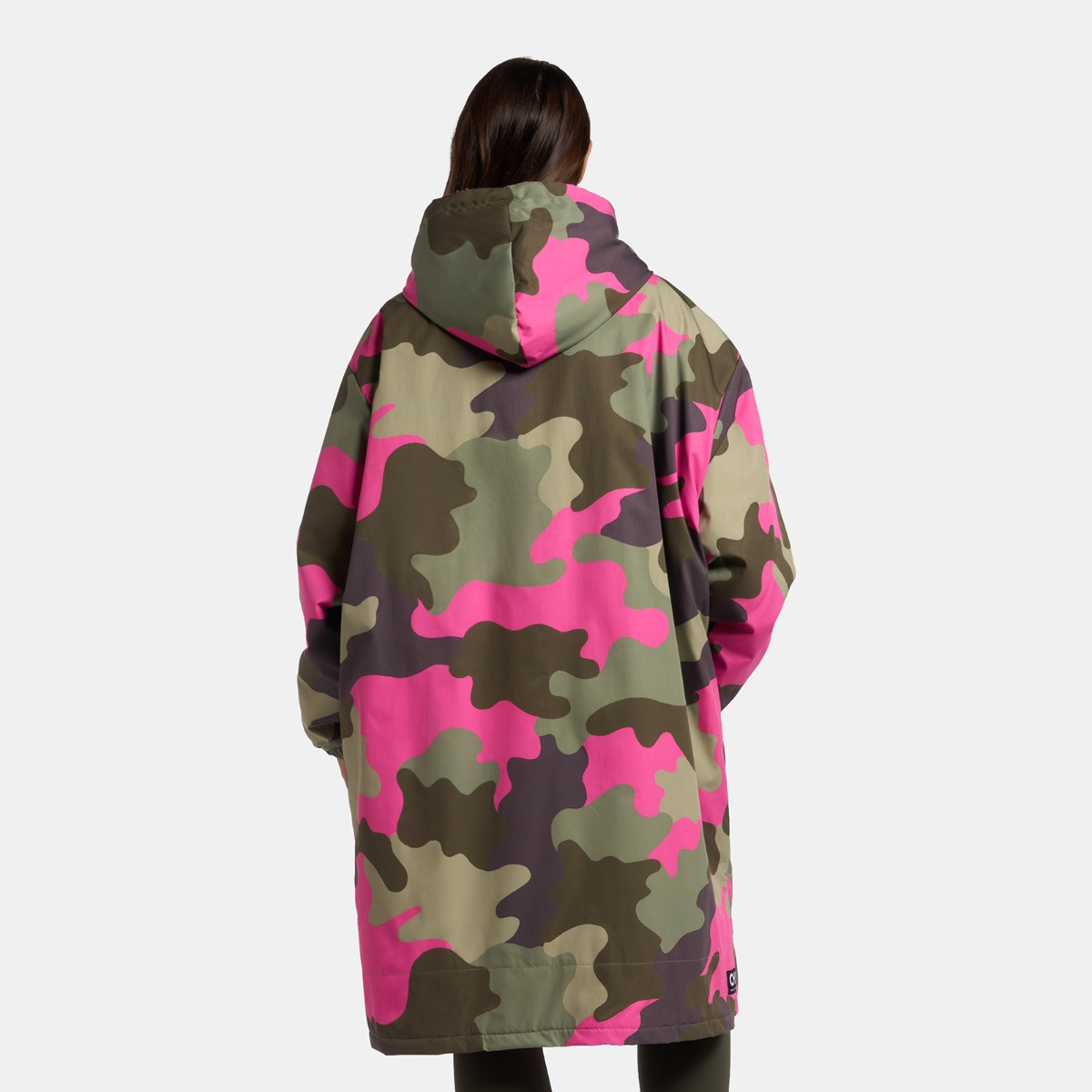 OHS Adults Water Resistant Camo Sherpa Drying Robe - Green/Pink>