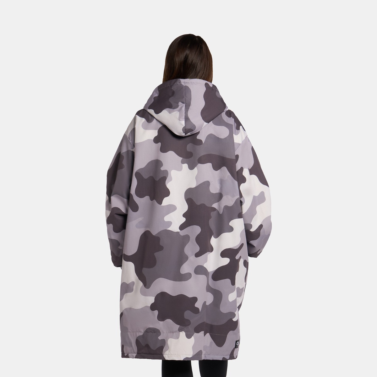 OHS Adults Water Resistant Camo Sherpa Drying Robe - Grey/Green>
