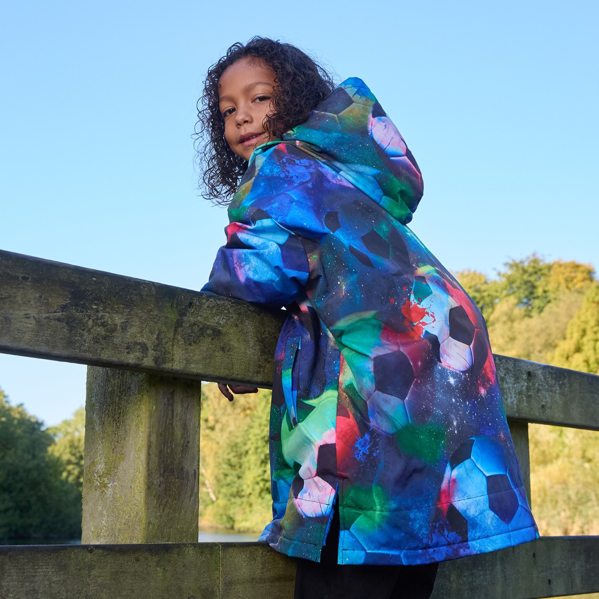 OHS Kids Water Resistant Football Sherpa Drying Robe - Neon>