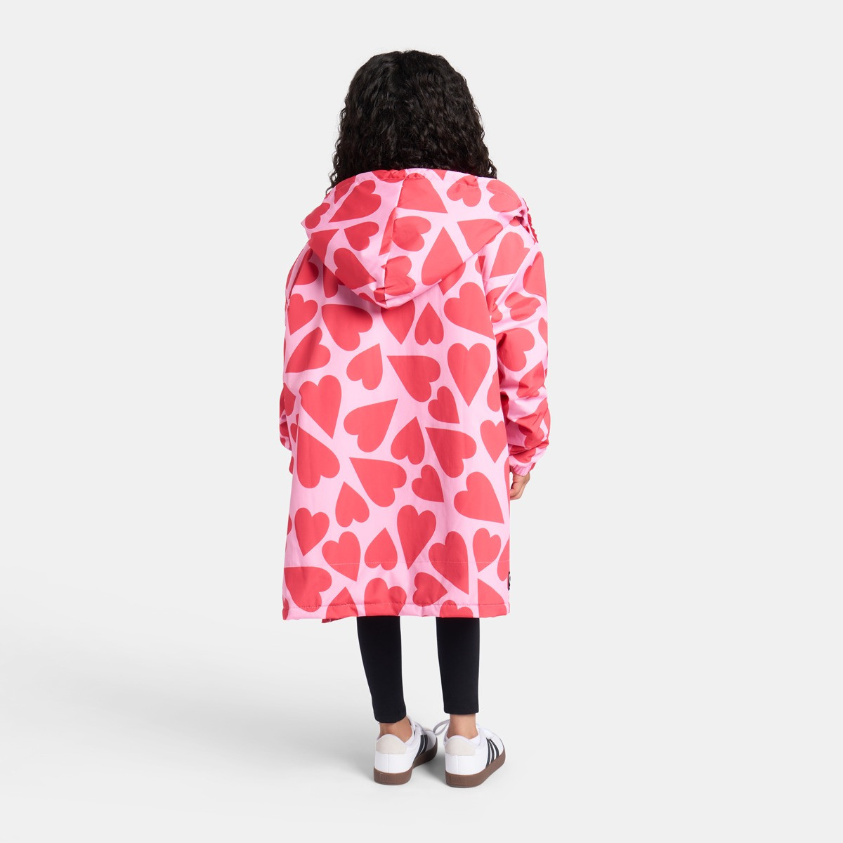 OHS Kids Water Resistant Heart Print Sherpa Drying Robe, Pink/Red - Large/Extra Large>