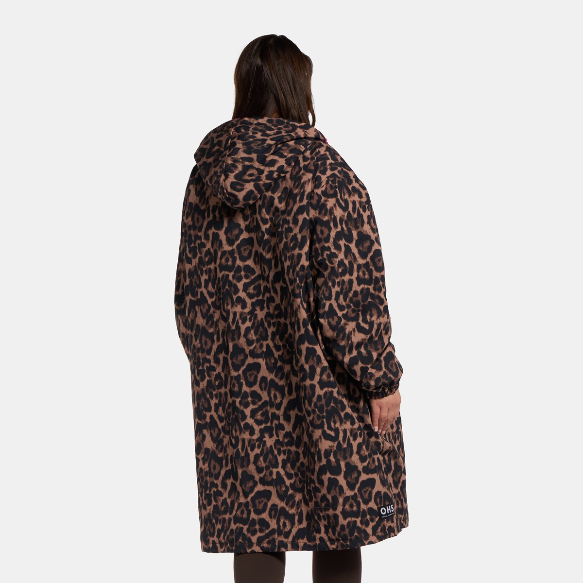 OHS Adults Water Resistant Leopard Print Sherpa Drying Robe - Natural/Pink>