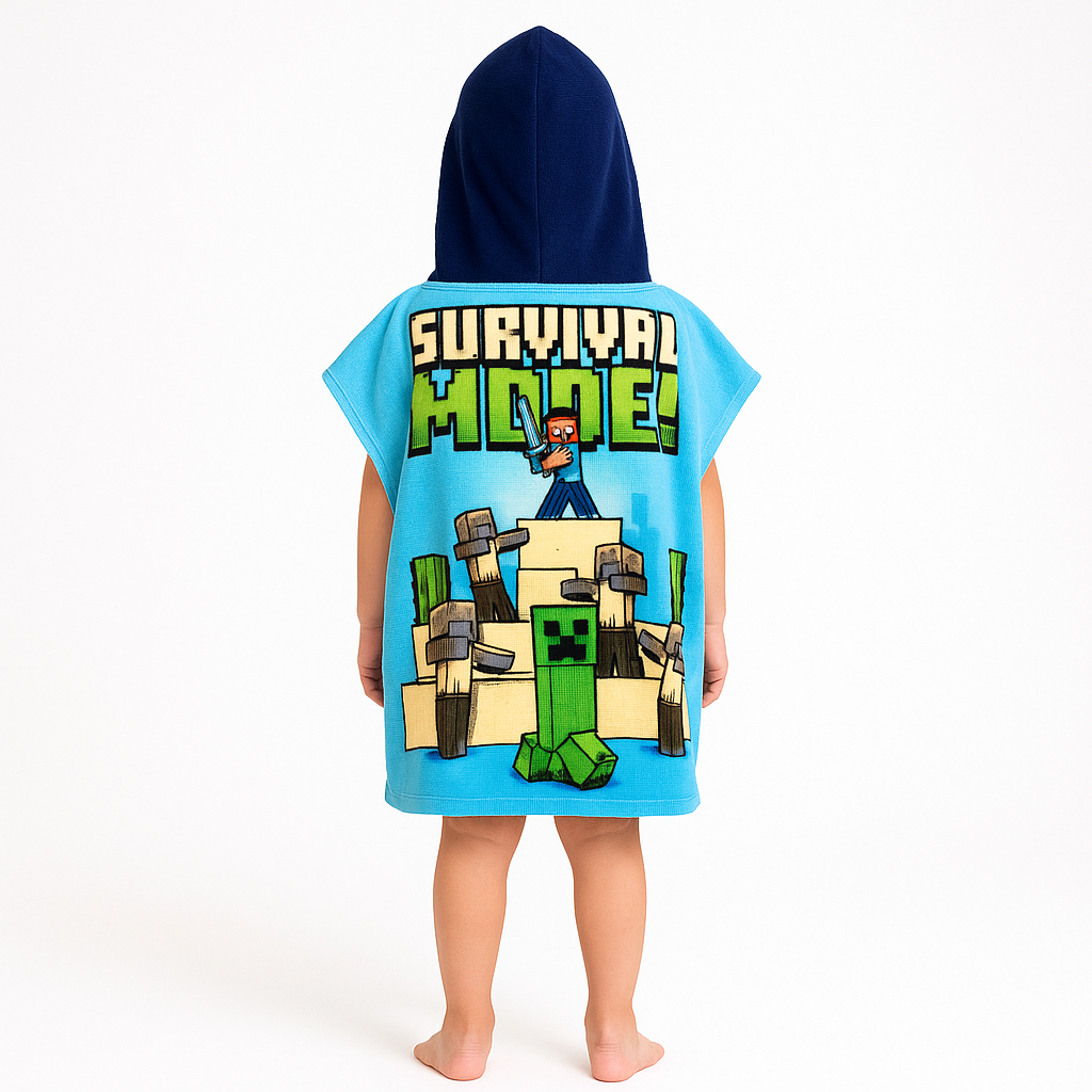 OHS Kids Minecraft Towel Poncho - Green>