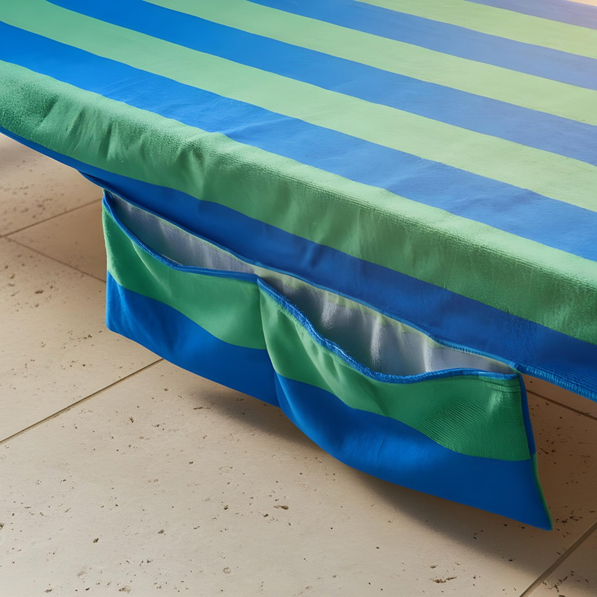 OHS Vertical Stripe Beach Towel in a Bag - Blue/Green>
