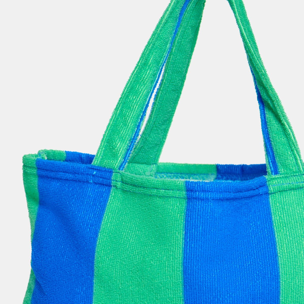 OHS Vertical Stripe Beach Towel in a Bag - Blue/Green>