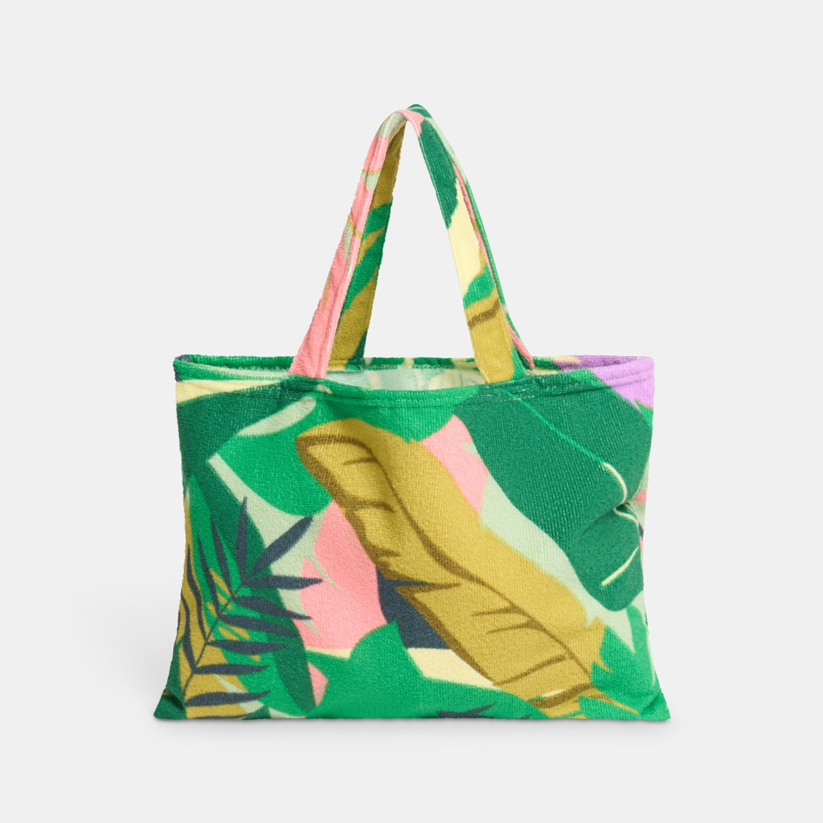 OHS Palm Print Beach Towel in a Bag - Green>